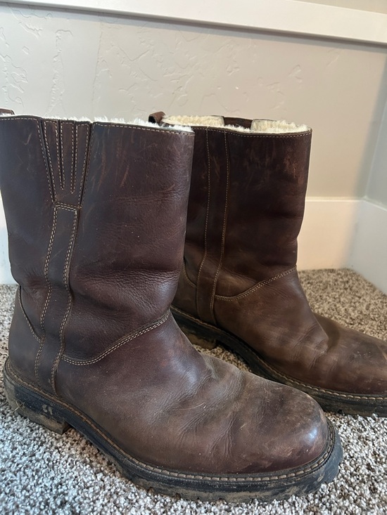 Cole Haan, Weatherproof Brown Leather Pull-On Work Boots with Sherpa Lining main image 5